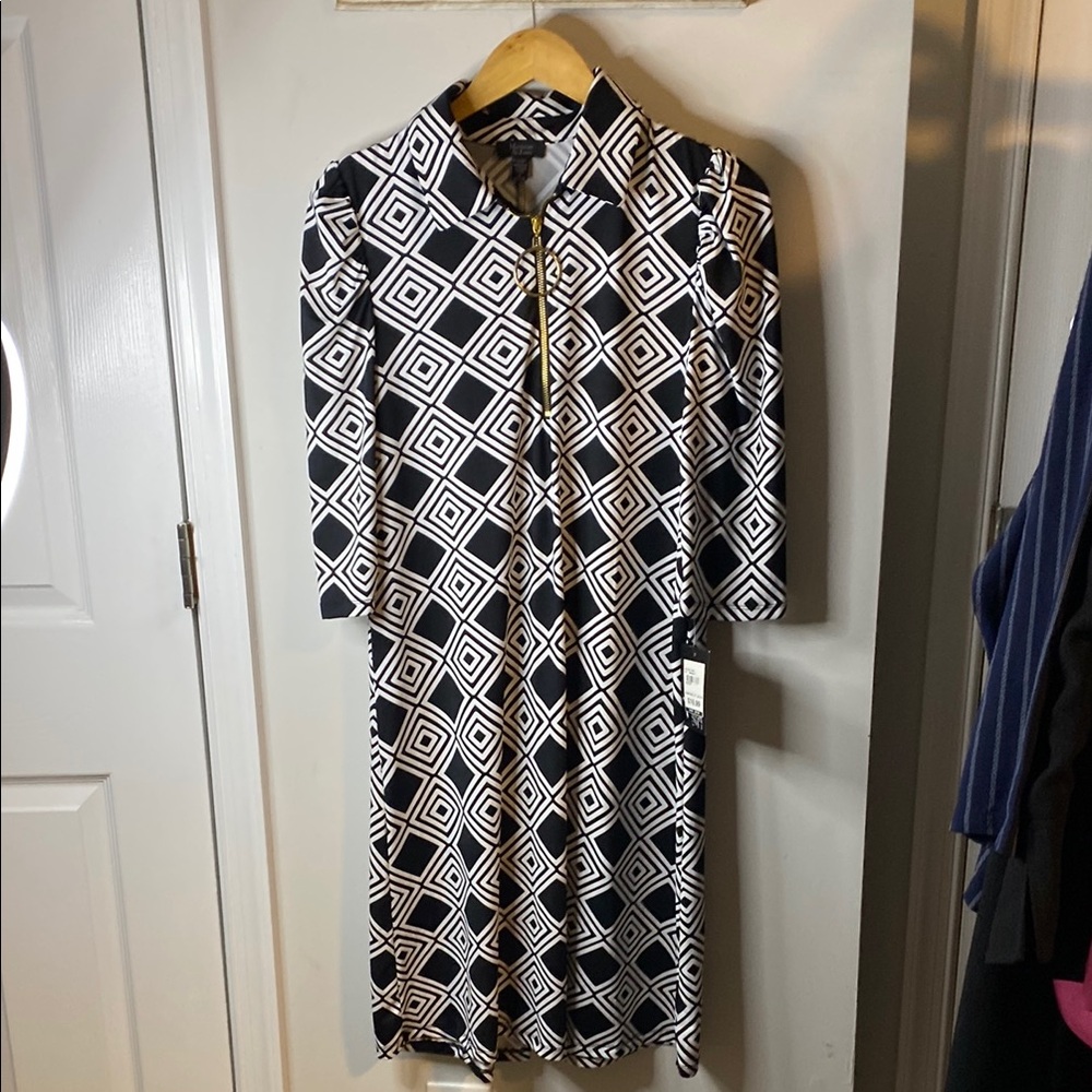 Geometric Black and White Dress